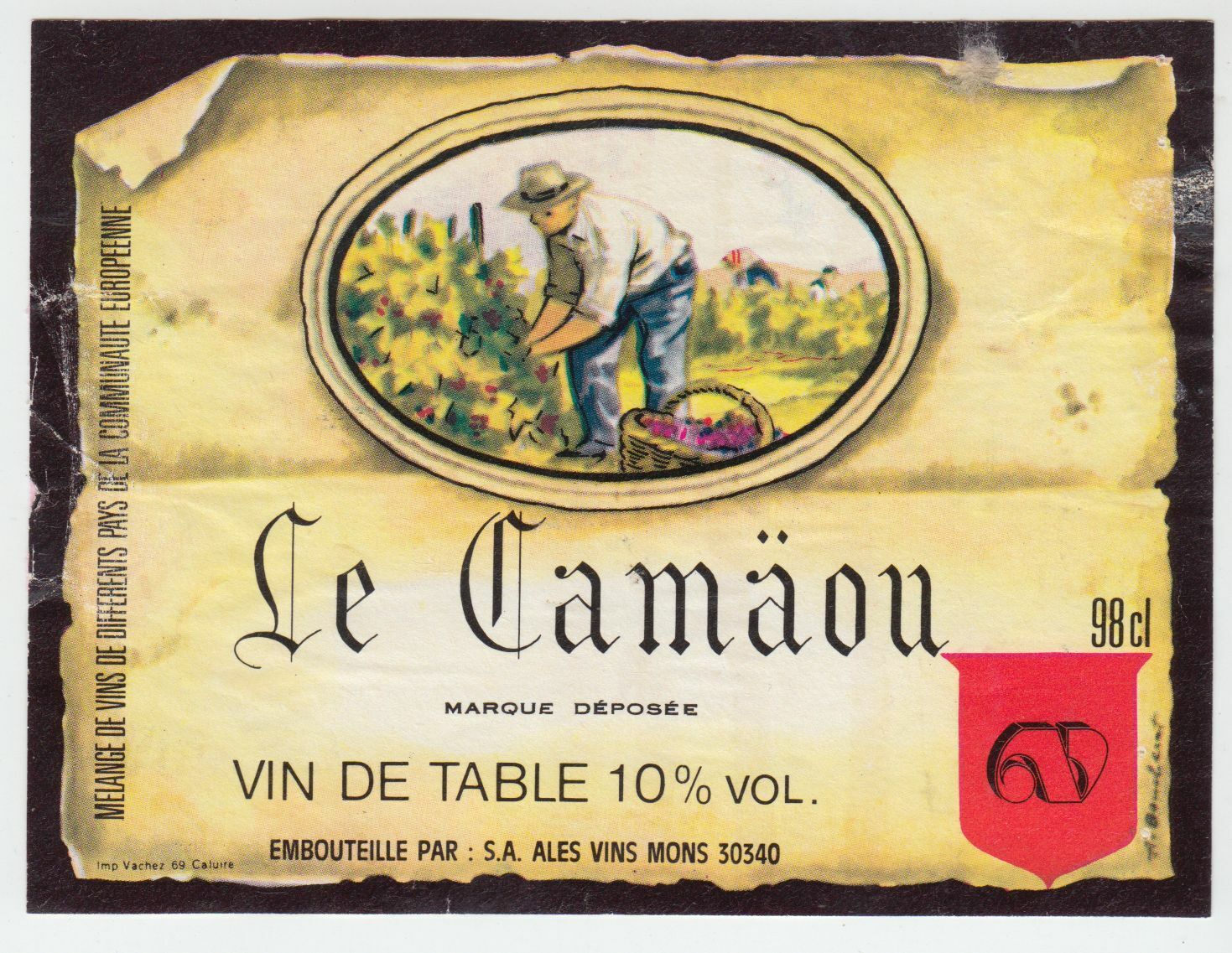 ETIQUETTE DE VIN LE CAMAOU ALES VINS MONS 124438229362