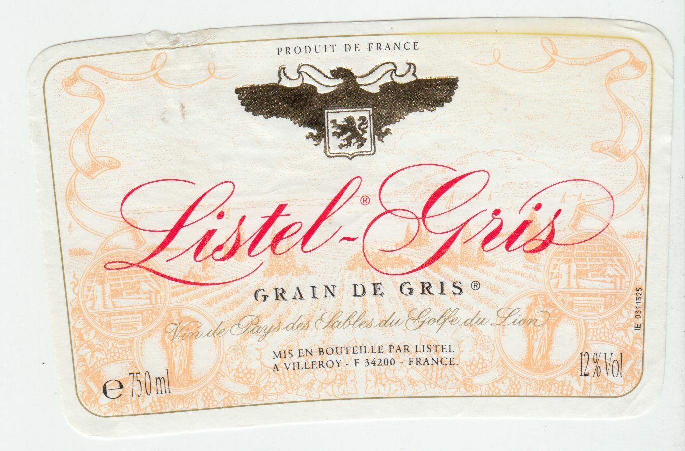 ETIQUETTE DE VIN LISTEL GRIS GRAIN DE GRIS 124572490082