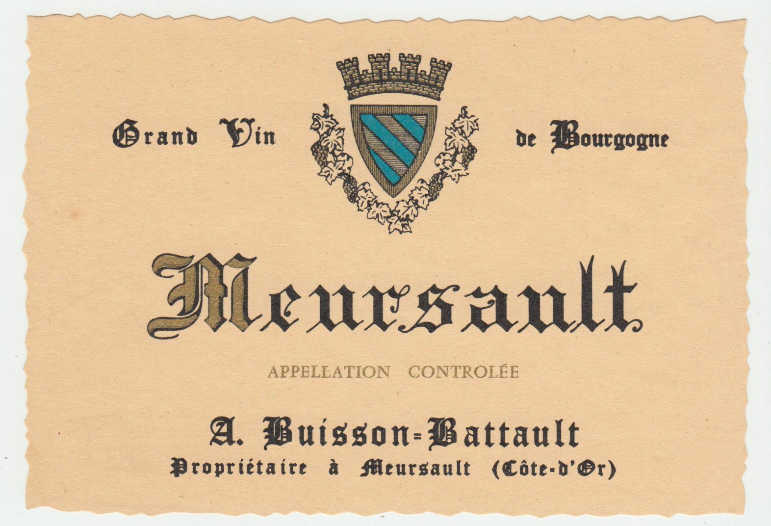 ETIQUETTE DE VIN MEURSAULT MEURSAULT A BUISSON BATTAULT 124463377112