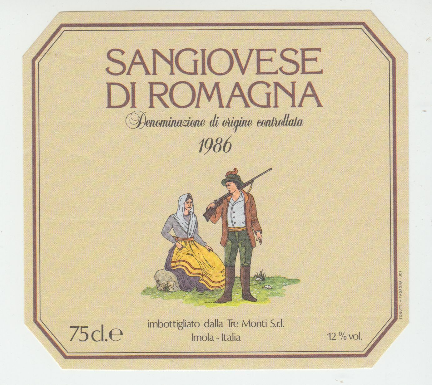 ETIQUETTE DE VIN SANGIOVESE DI ROMAGNA 1986 ITALIE 402553003212