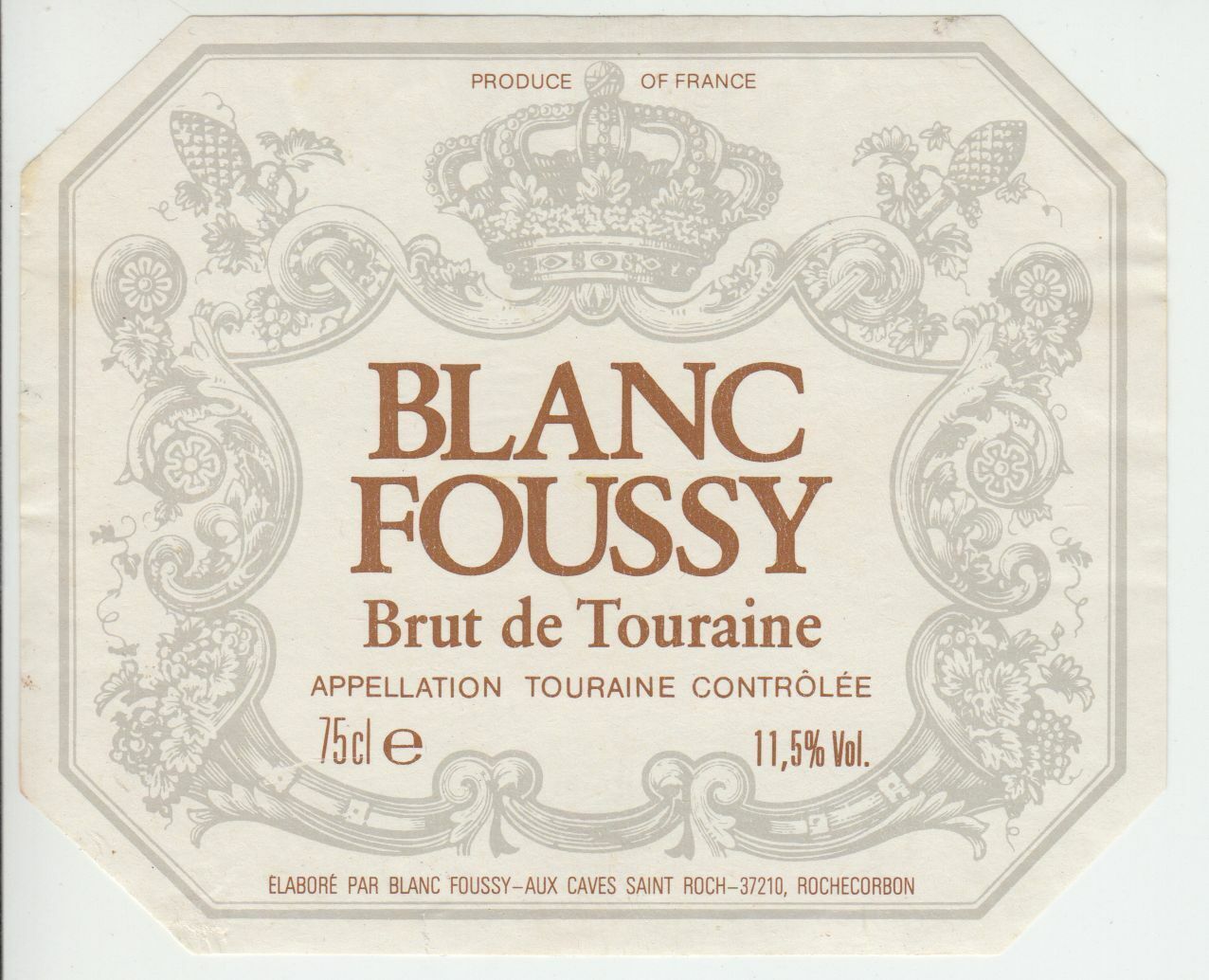 ETIQUETTE DE VIN TOURAINE BLANC FOUSSY 402631697822