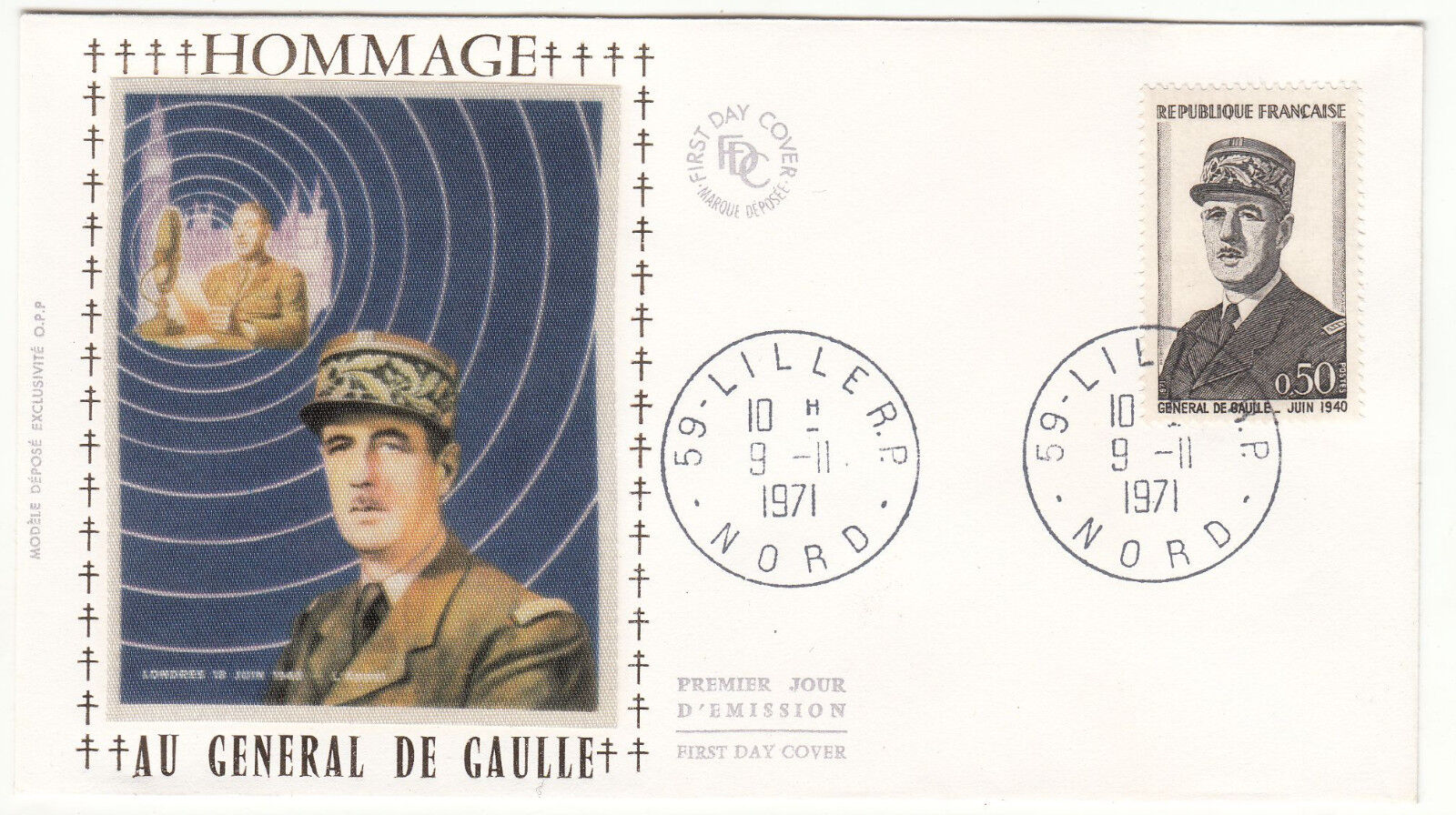 FDC 1 JOUR HOMMAGE AU GENERAL DE GAULLE 911 1971 TIMBRE N 1695 401616335352