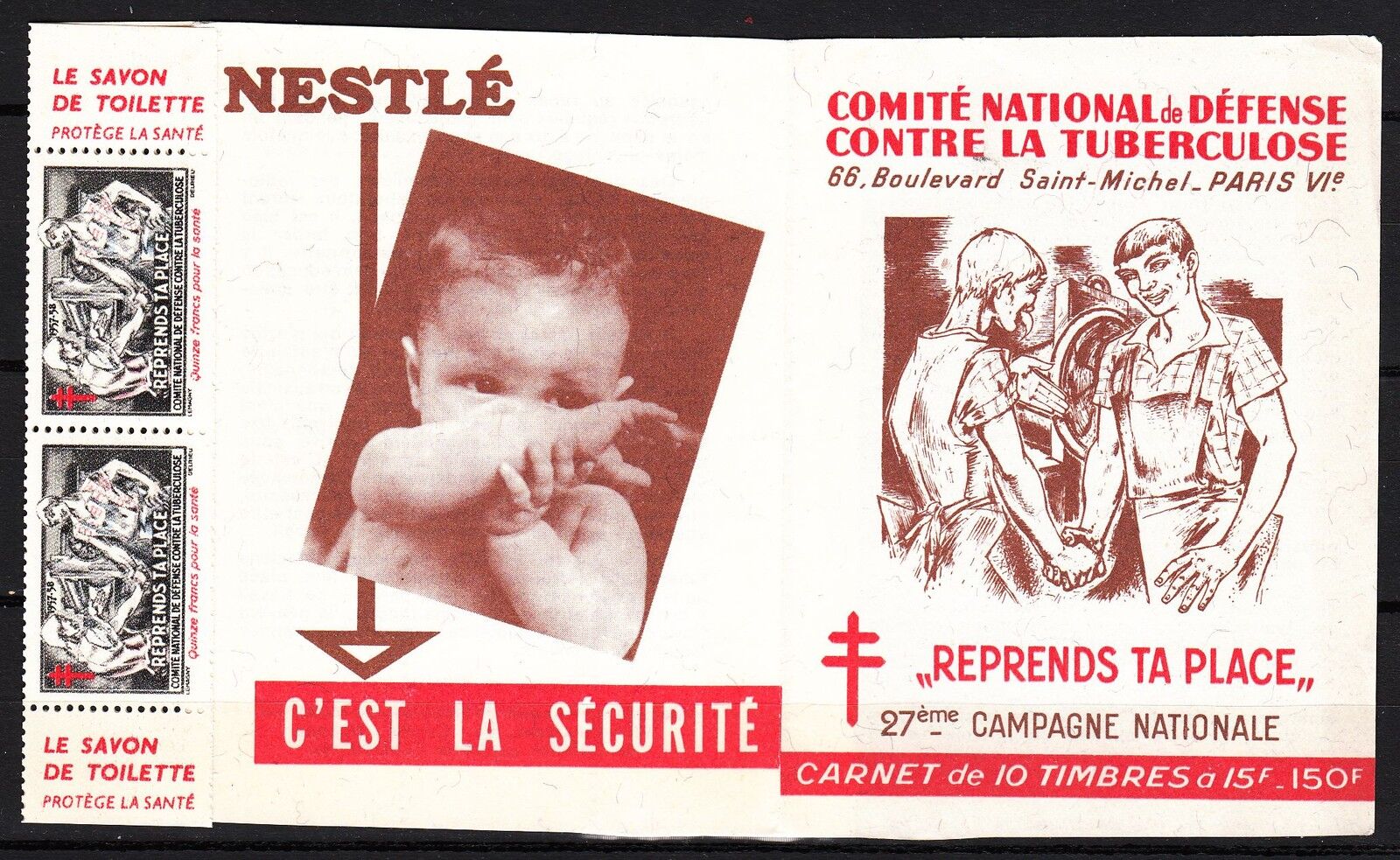 FRANCE CARNET TIMBRE ANTITUBERCULEUX 27 CAMPAGNE NATIONALE 401073345802