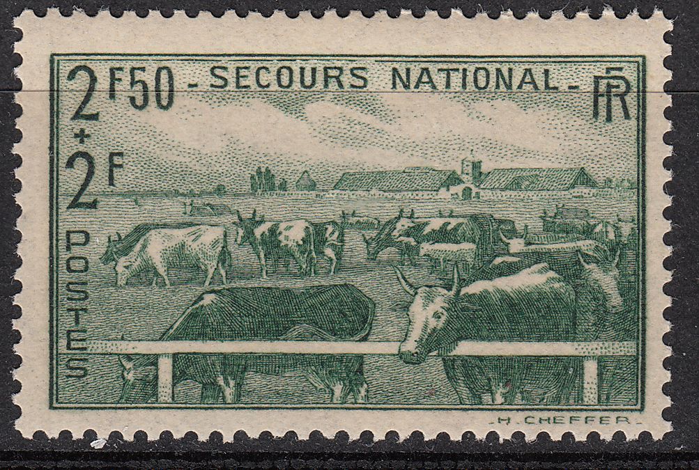 FRANCE TIMBRE NEUF N 469 AU PROFIT DU SECOURS NATIONAL L ELEVAGE VACHE 400619817432