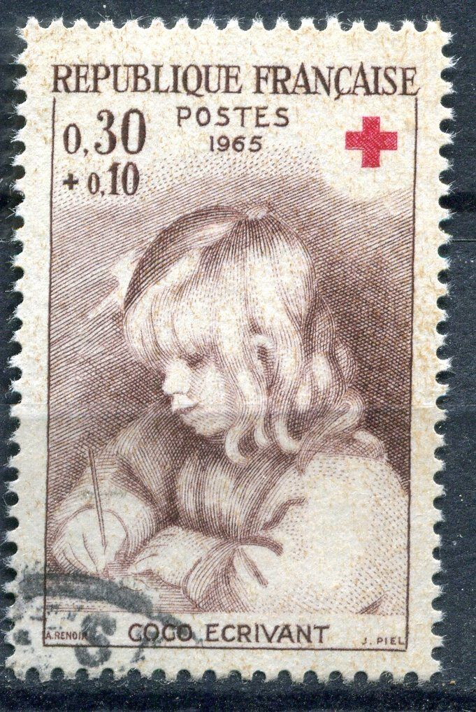 FRANCE TIMBRE OBL N 1467 COCO ECRIVANT CROIX ROUGE RENOIR 120970644872