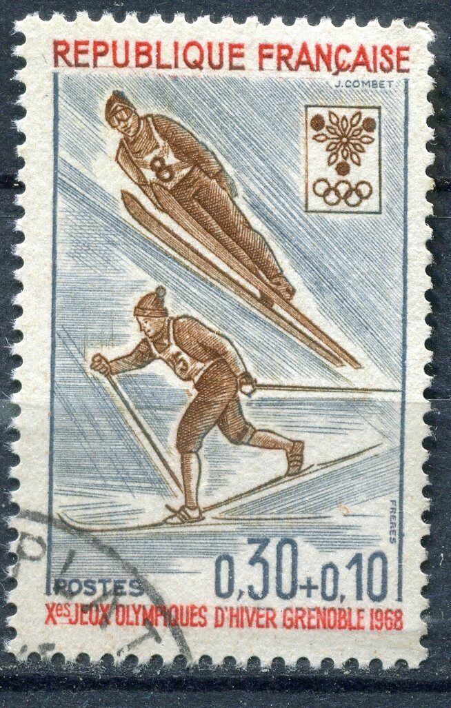 FRANCE TIMBRE OBL N 1543 SKI SAUT ET FOND 110937170492