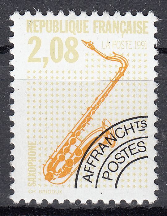 FRANCE TIMBRE PREOBLITERE OBL N 215 SAXOPHONE 123549321952