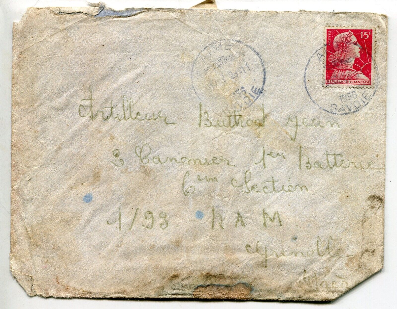 LETTRE AIME SAVOIE POUR GRENOBLE 1956 MILITAIRE 400678766002