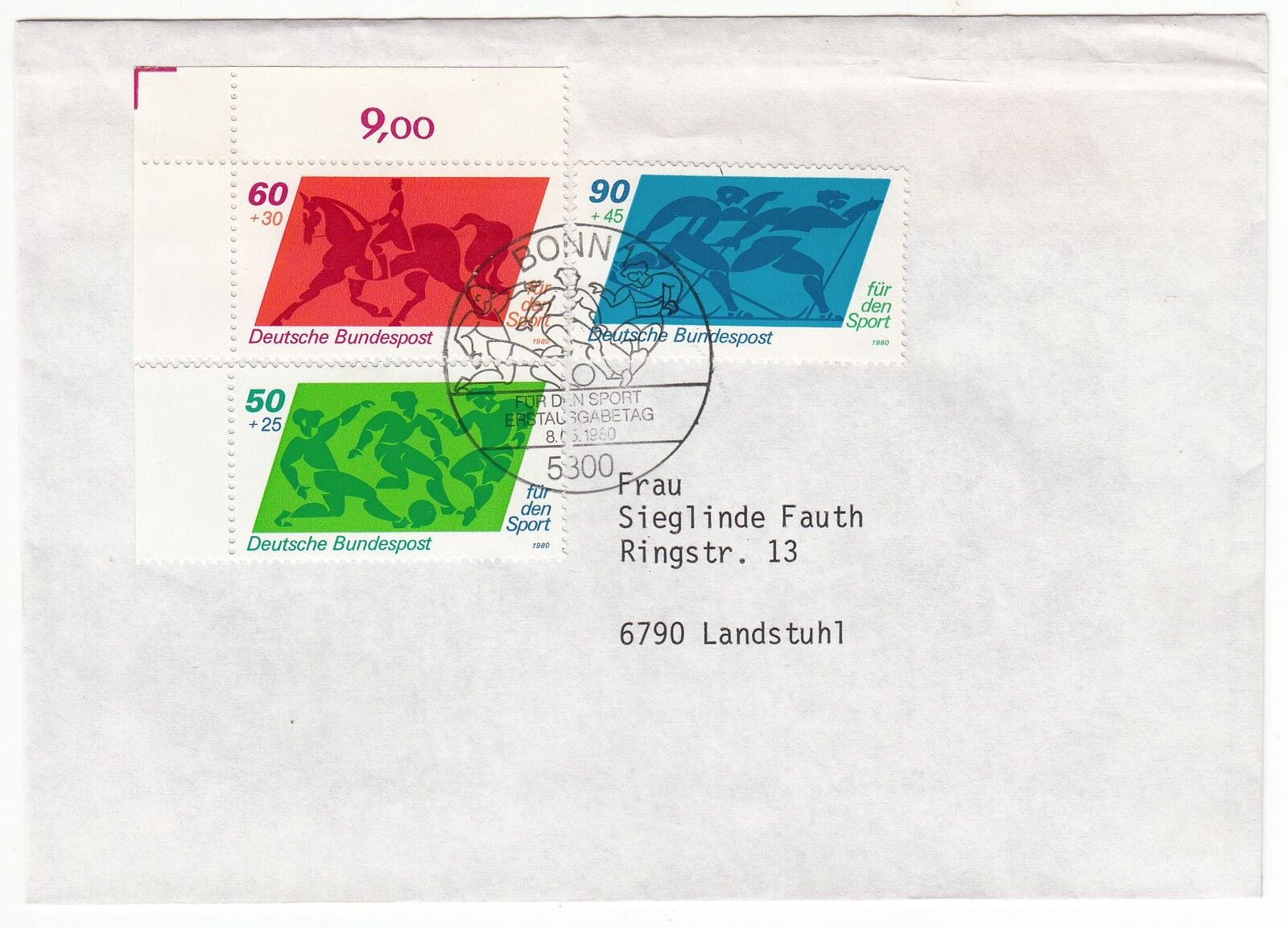 LETTRE COMMEMORATIVE ALLEMAGNE TIMBRE N 869 897 898 SERIE SPORT 121887619792