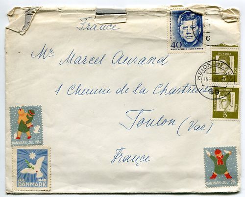 LETTRE DANMARK HEIDELBERG  POUR TOULON 1969