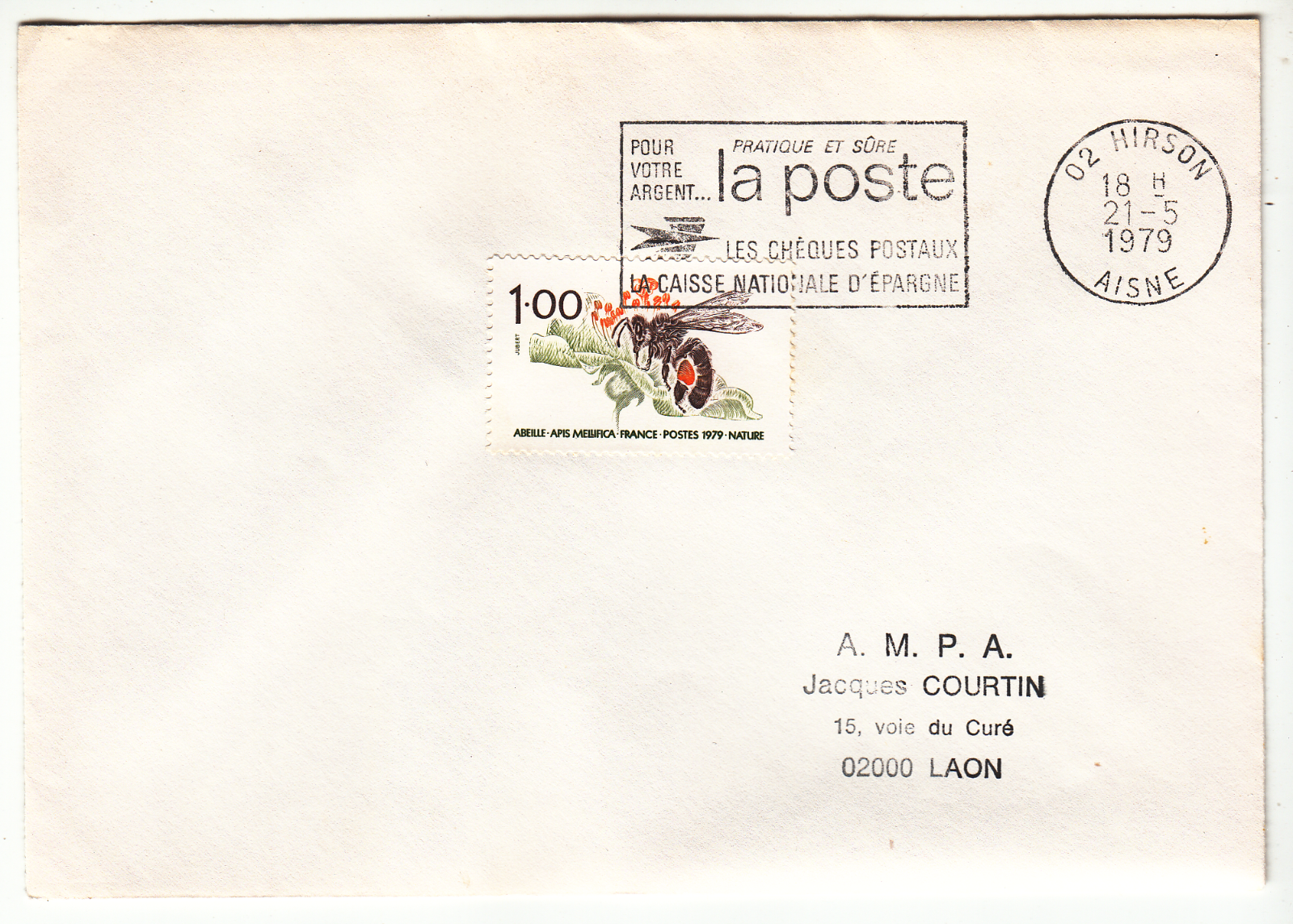 LETTRE HIRSON POUR LAON 1979 FLAMME PRATIQUE ET SUR POUR VOTRE ARGENT LA POSTE 124069257282