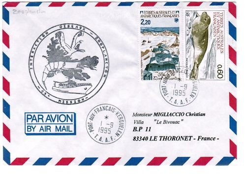 LETTRE TAAF PORT AUX FRANCAIS KERGUE A THORONET 1995 120654604342