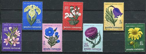 LOT DE 7 TIMBRES ROUMANIE THEMES FLEURS 120658621182