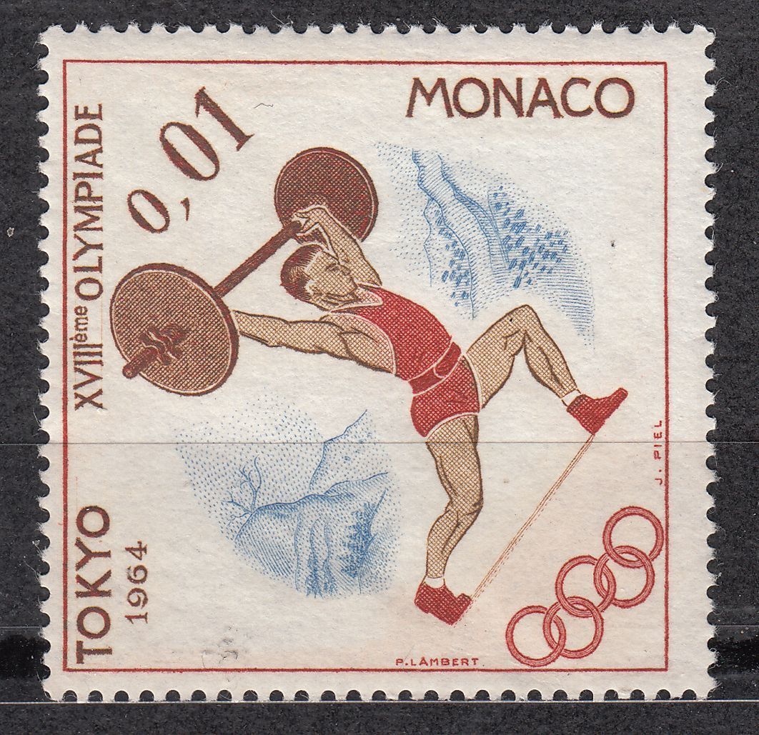 TIMBRE MONACO NEUF N 654 JEUX OLYMPIQUES DE TOKYO HALTEROPHILIE 123116945512