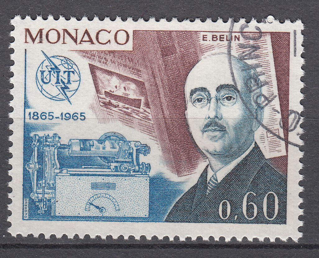 TIMBRE MONACO OBL N 671 UIT TELECOMMUNICATION EDOUARD BELIN 123129586522