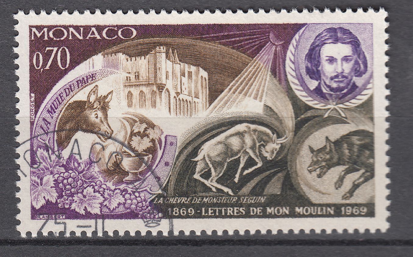 TIMBRE MONACO OBL N 794 MON MOULIN ALPHONSE DAUDET CHEVRE MR SEGUIN 401585037192