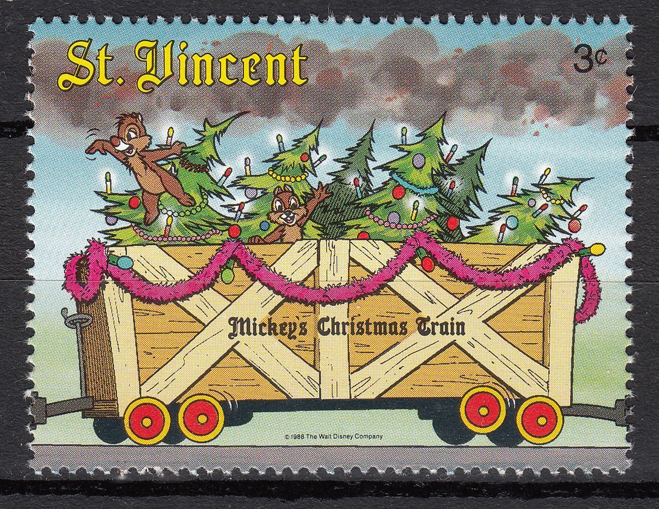 TIMBRE NEUF WALT DISNEY MICKEY LE TRAIN DE NOEL 401083630682