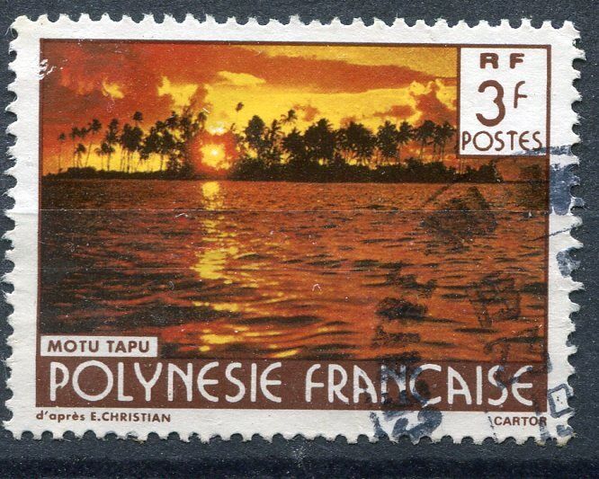 TIMBRE OBL POLYNESIE FRANCAISE N 134 PAYSAGE MOTU TAPU 120998846162