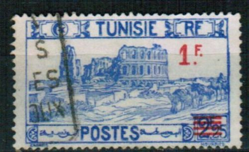 TIMBRE TUNISIE RUINES 2F25 BARRE ROUGE 1F 110688837332