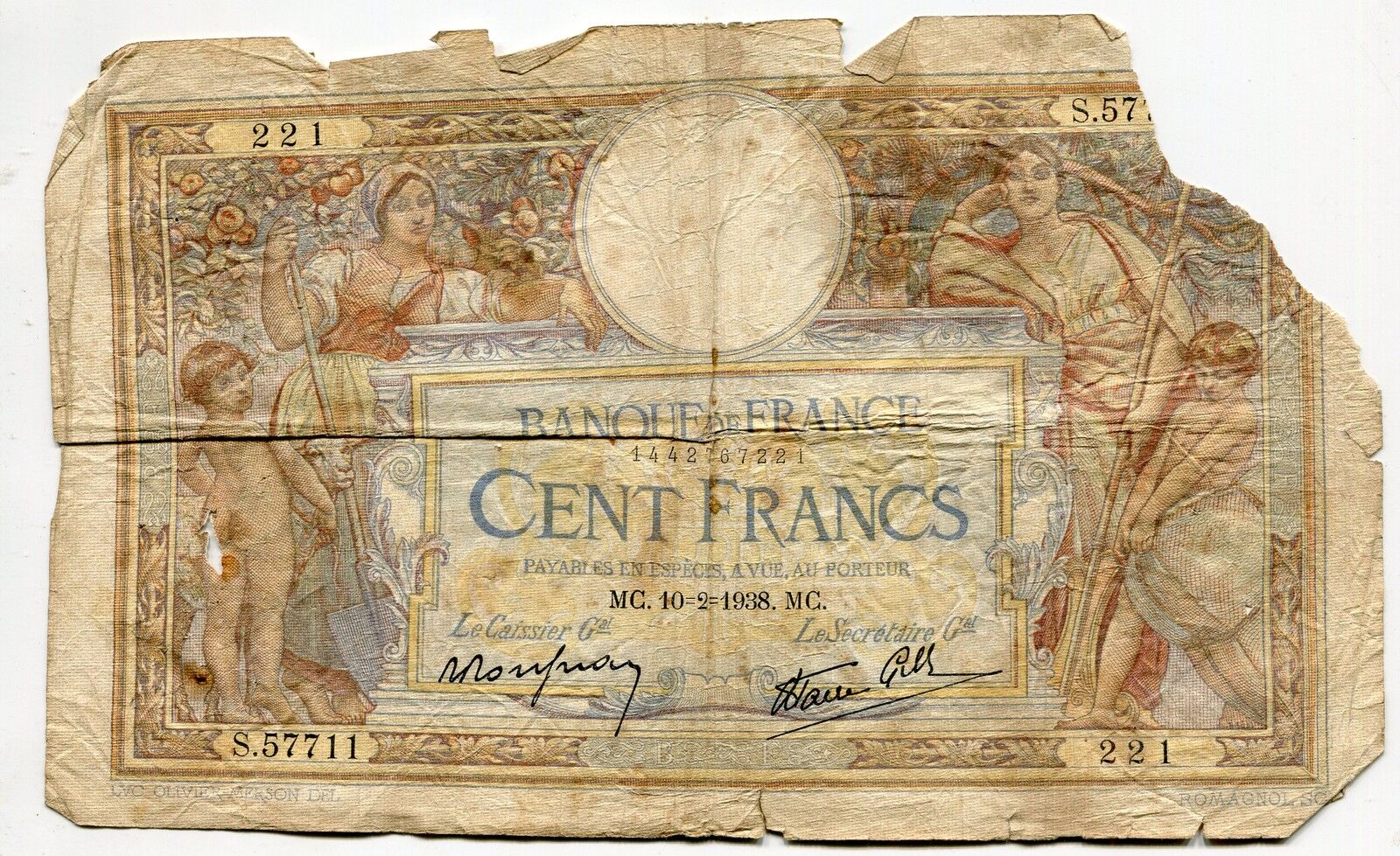 BILLET FRANCE 100 FRANCS MERSON 10 2 1938 400340426333