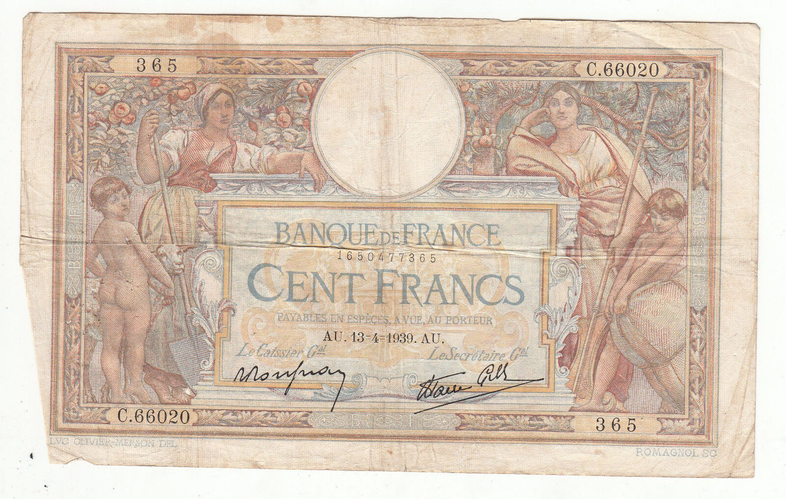 BILLET FRANCE 100 FRANCS MERSON 13 4 1939 AU 401293284323