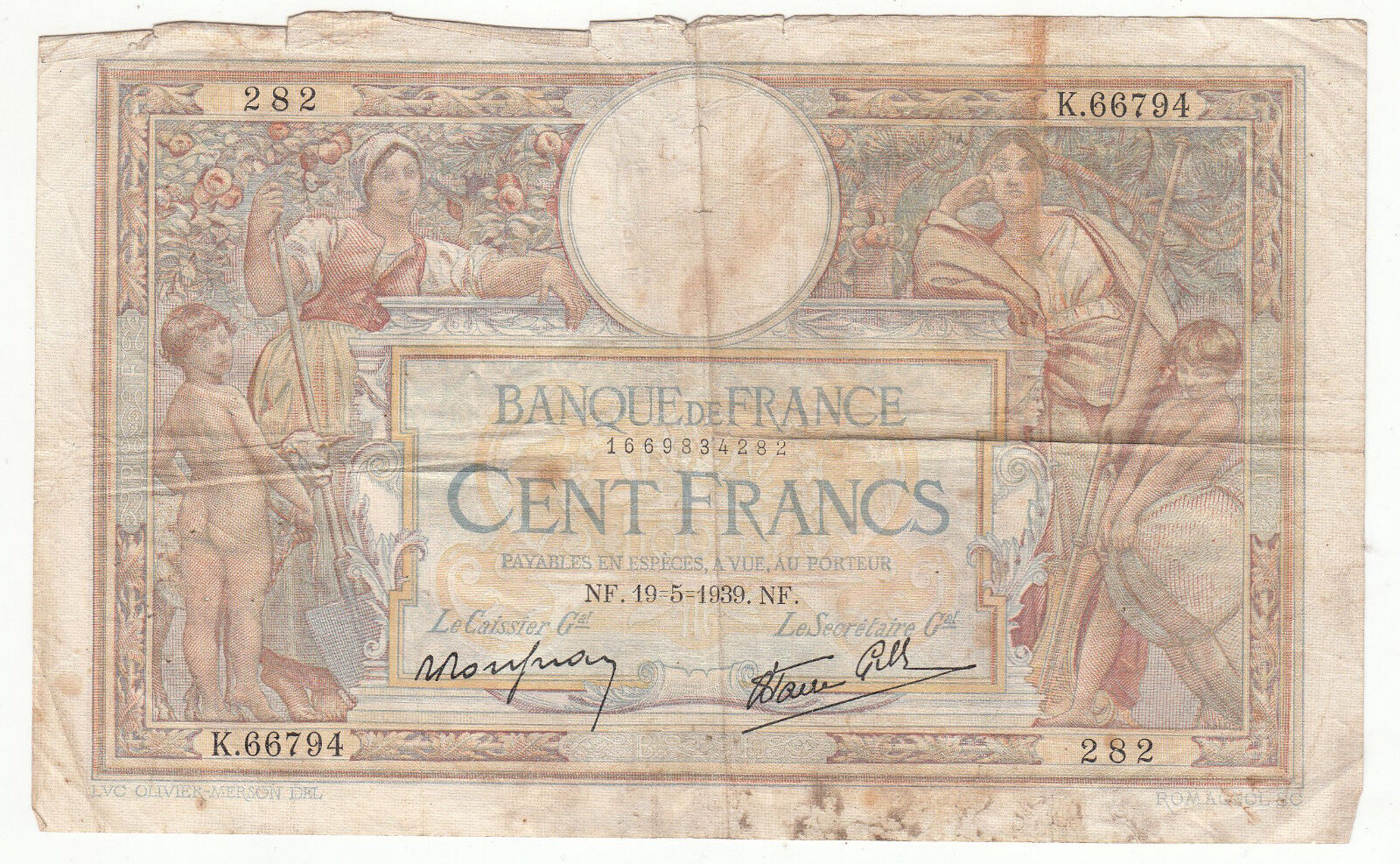 BILLET FRANCE 100 FRANCS MERSON 19 5 1939 k 66794 122382815653