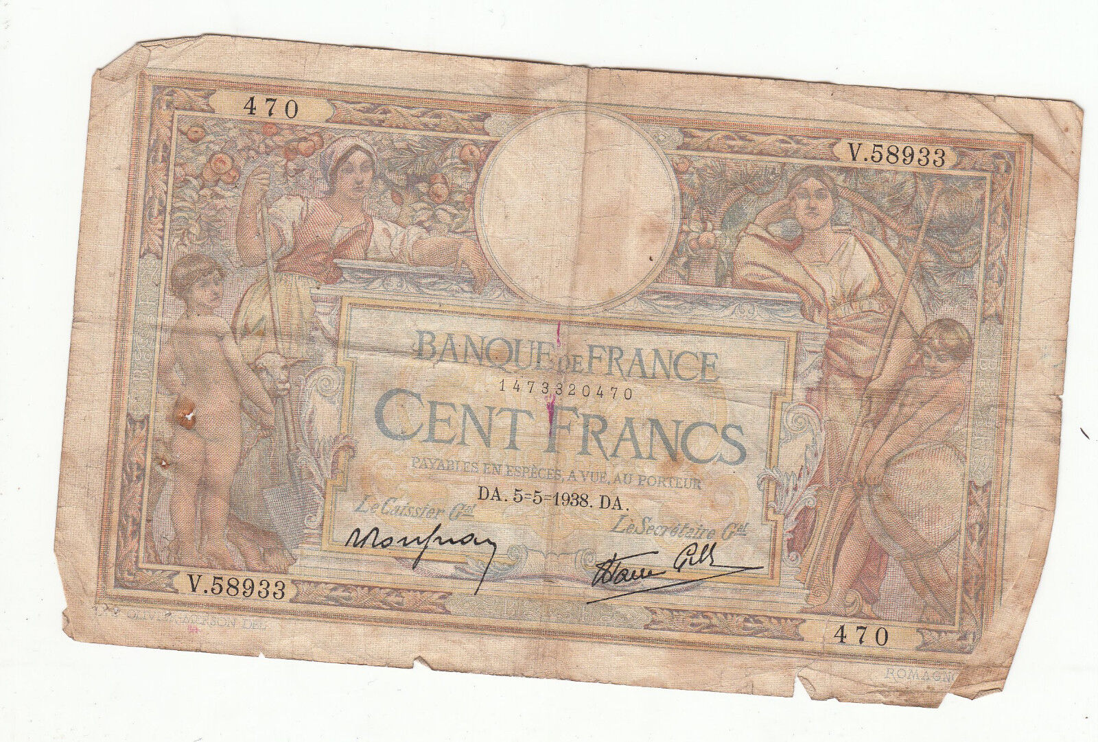 BILLET FRANCE 100 FRANCS MERSON 5 5 1938 DA 122416690223