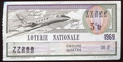 BILLET LOTERIE AVIATION LE MYSTERE 20 120681974183