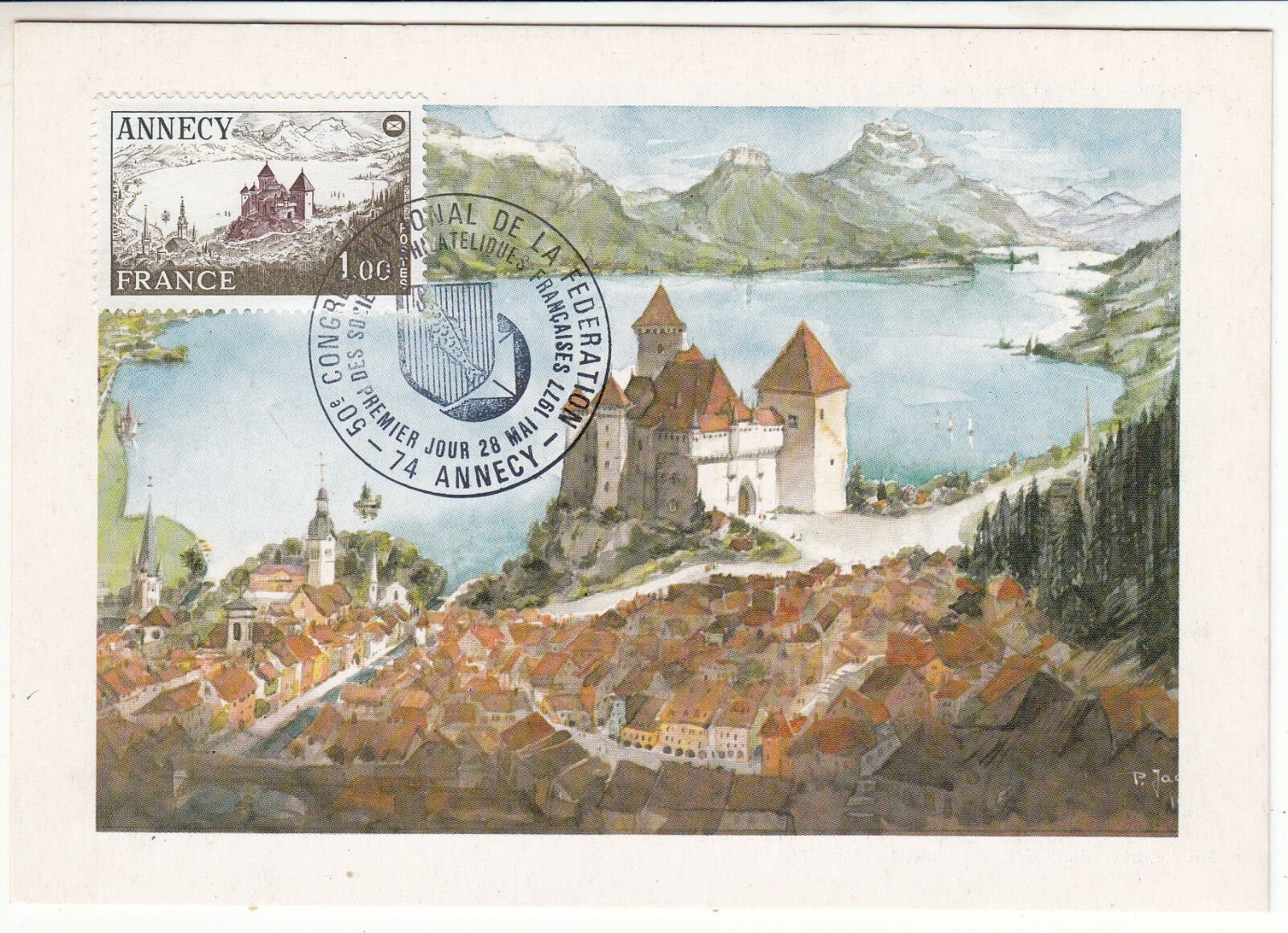 CARTE MAXIMUM FDC 1977 TIMBRE N 1935 ANECY ASSOCIATION PHILATHELIQUE CONGRES 122755442063