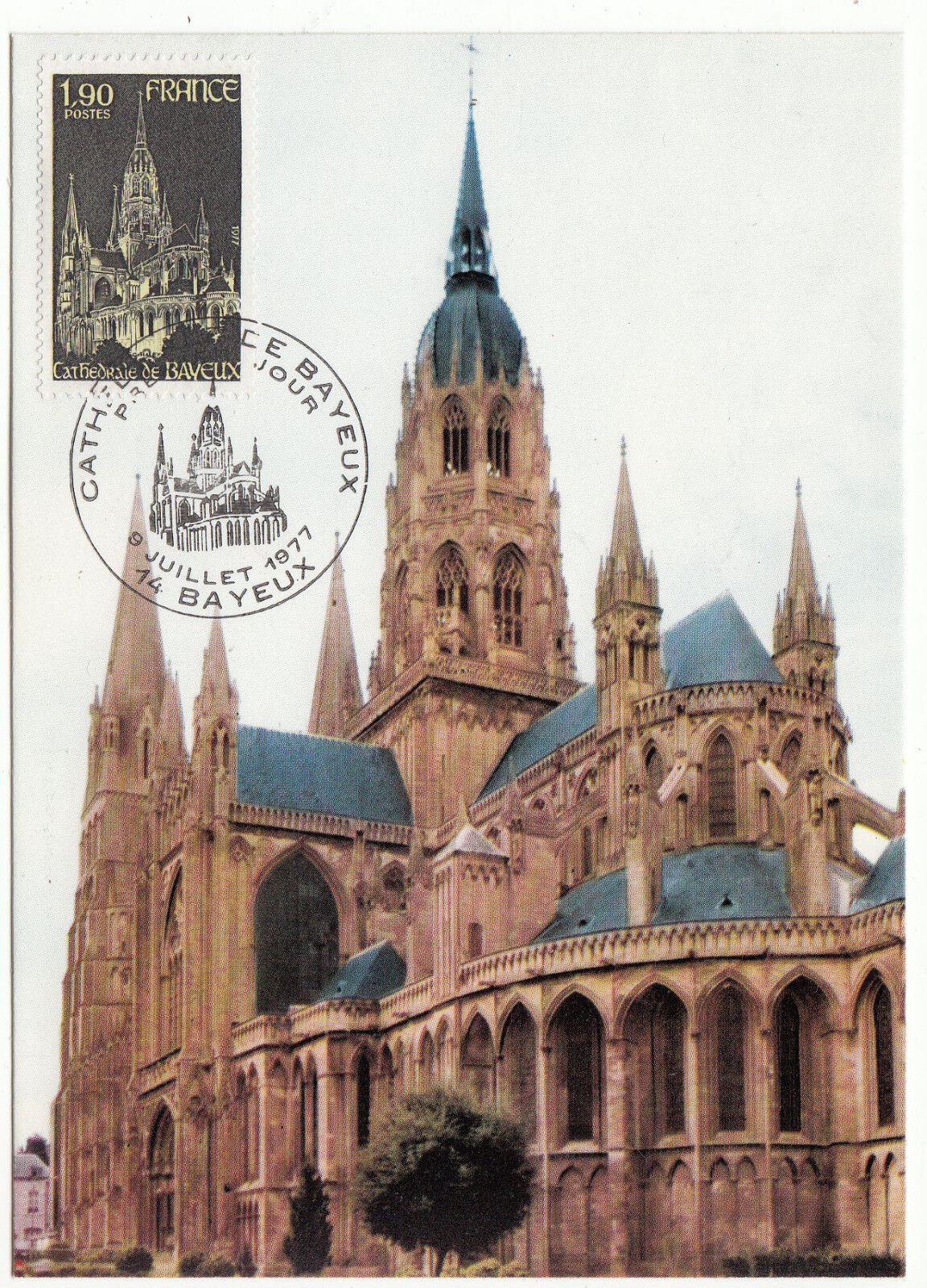 CARTE MAXIMUM FDC 1977 TIMBRE N 1939 CATHEDRALE DE BAYEUX 122814741473