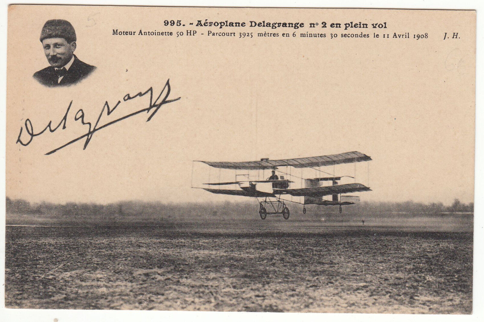 CARTE POSTALE AVIATION AEROPLANE DELAGRANGE N 2 EN PLEIN VOL 122302620273