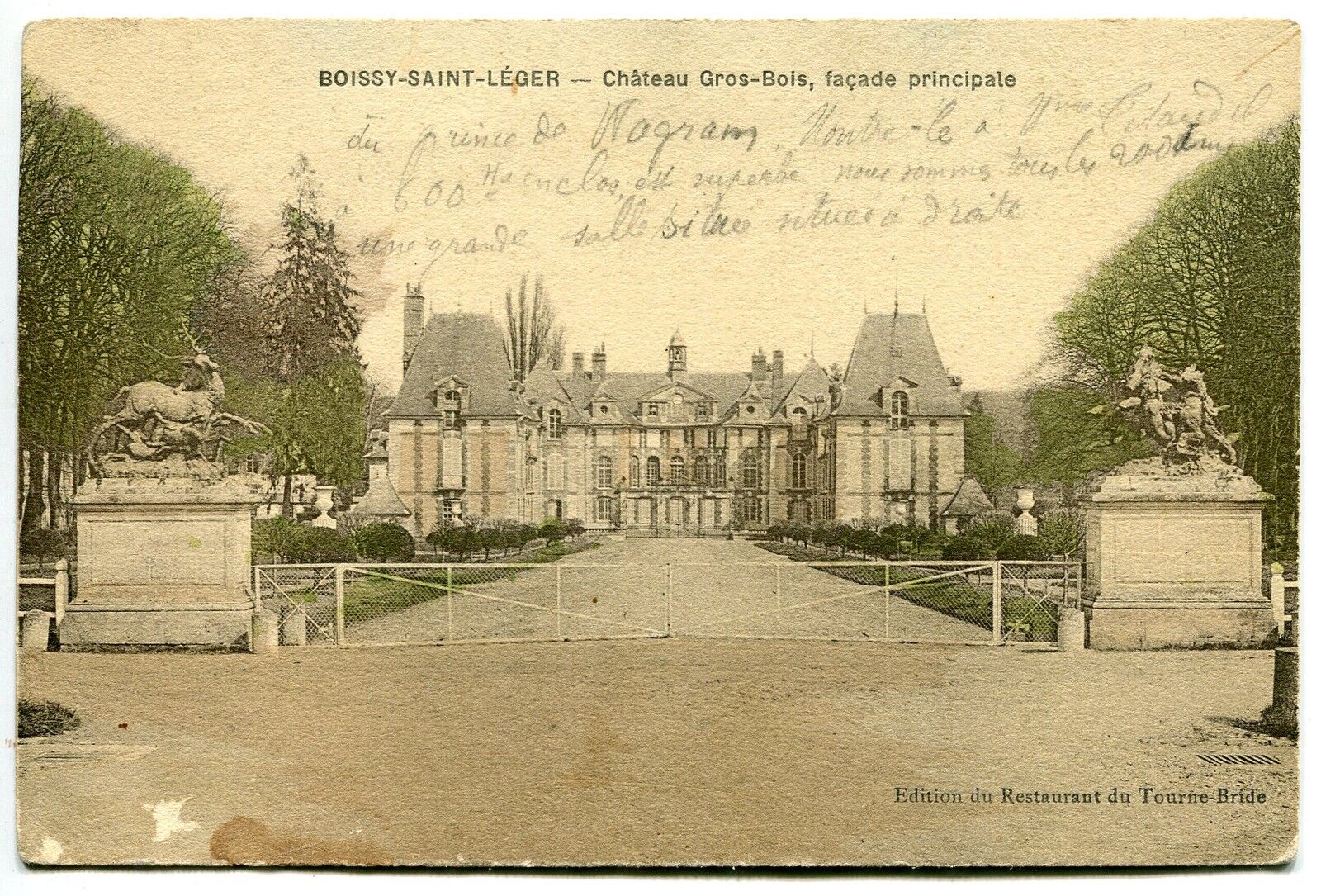 CARTE POSTALE BOISSY SAINT LEGER CHATEAU GROS BOIS EDIT RESTAURANT TOURNE BRIDE 400791450343