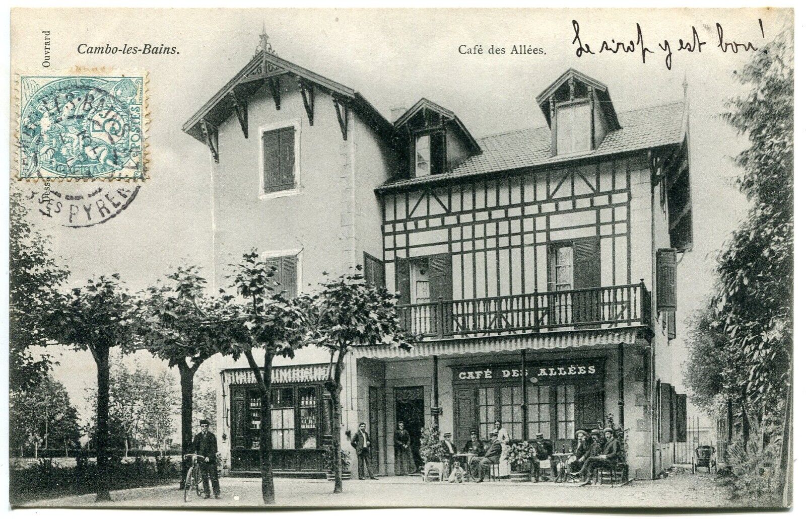 CARTE POSTALE CAMBO LES BAINS CAFE DES ALLEES 400759759553