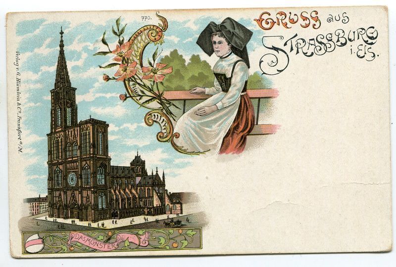 CARTE POSTALE CRUSS AUS STRASBOURG DAS MUNSTER CACHET T 400663685093