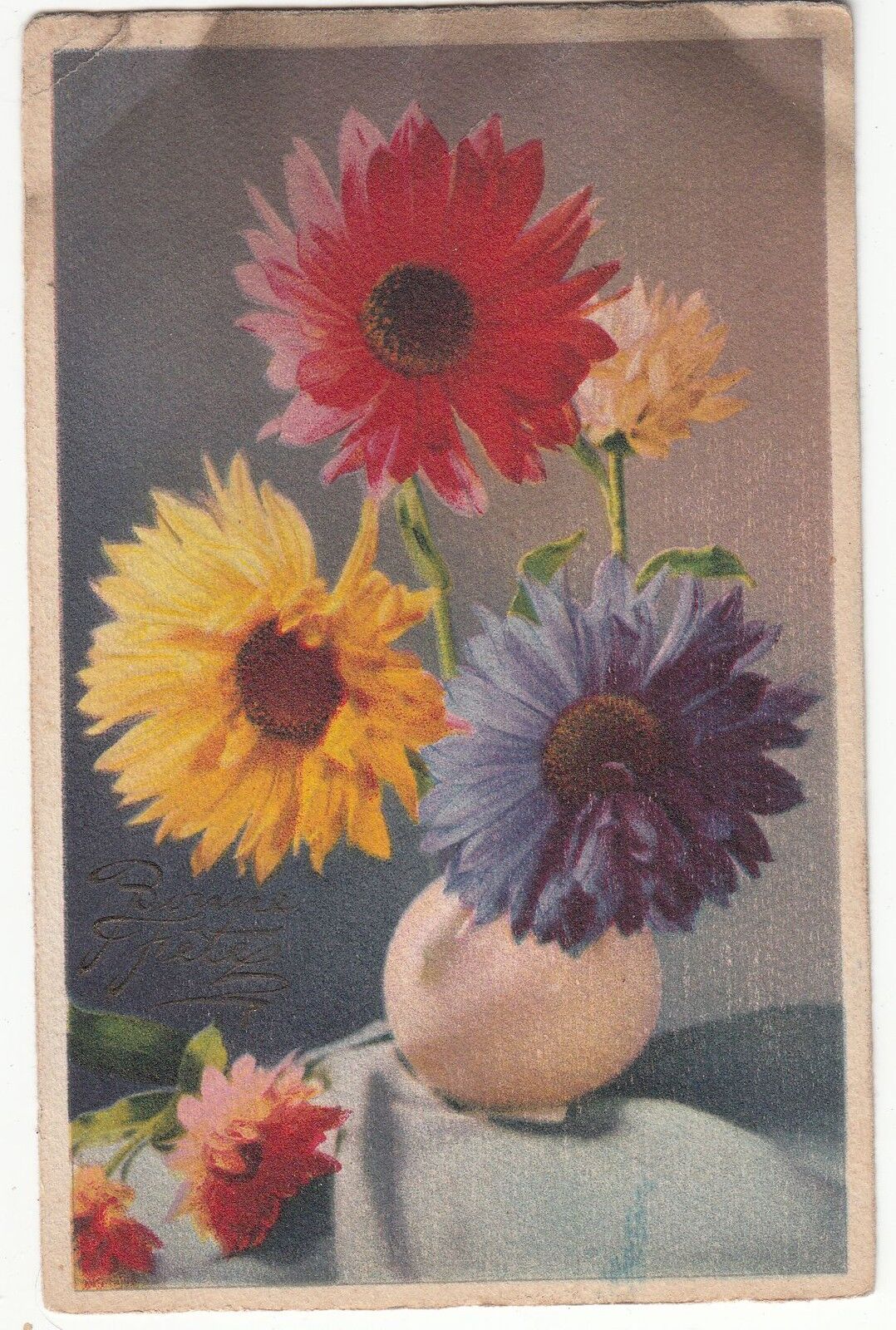 CARTE POSTALE FANTAISIE ALLEMAGNE BOUQUET DE FLEURS 122158821253