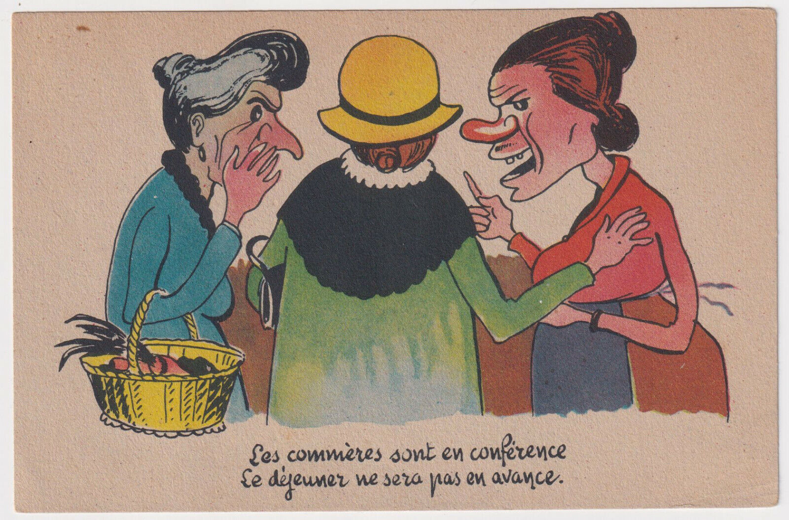 CARTE POSTALE FANTAISIE SATIRIQUE LES COMMERES 124959846713