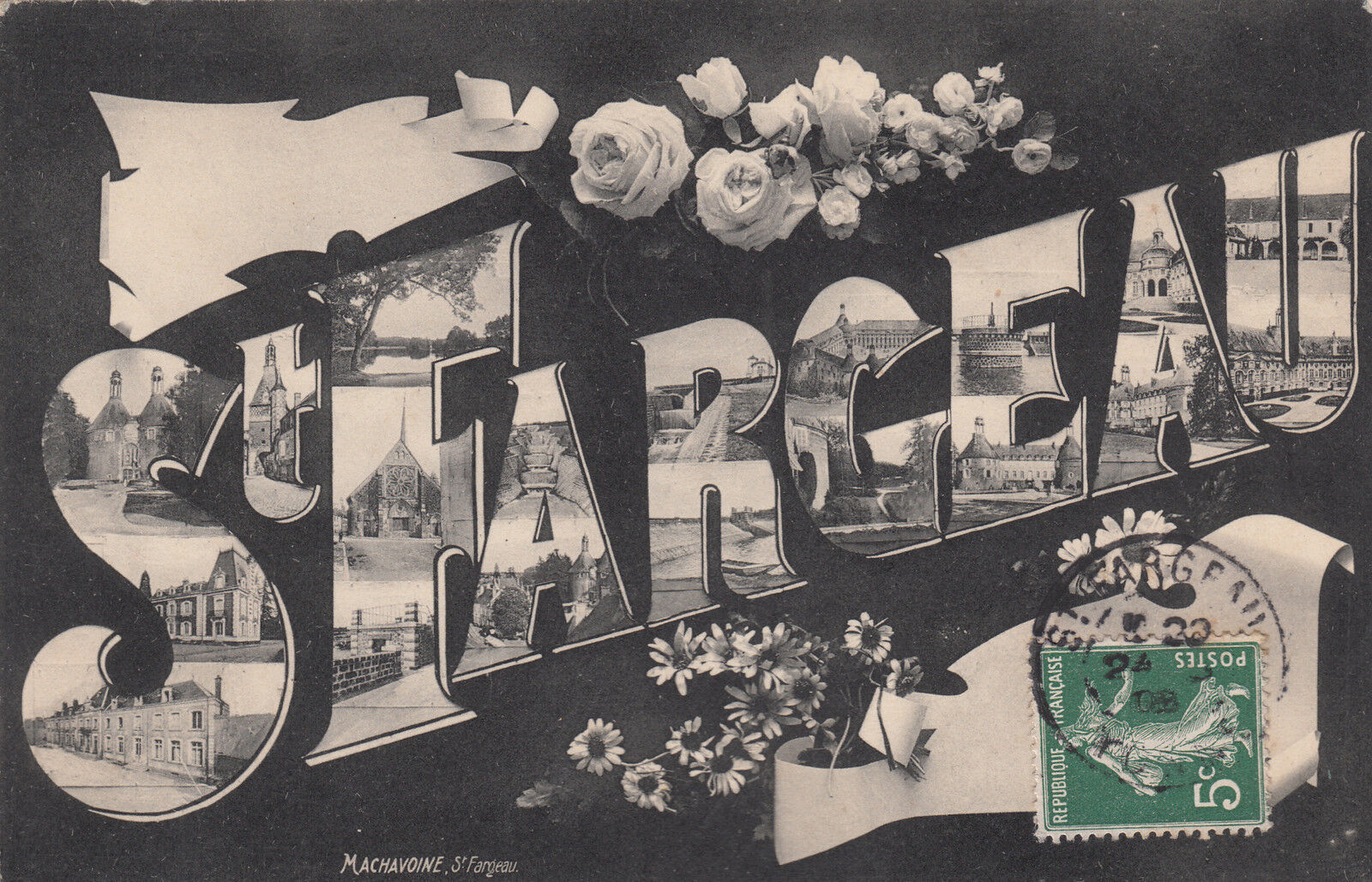 CARTE POSTALE FANTAISIE ST FARGEAU ROSE FLEUR 400331599273