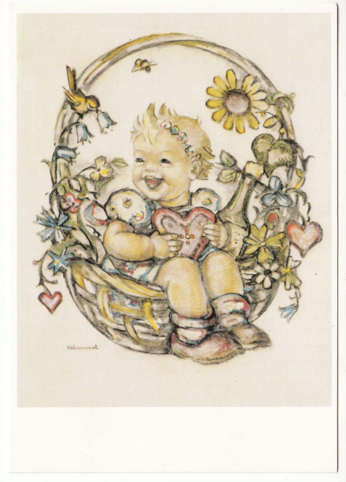 CARTE POSTALE ILLUSTRATEUR HUMMEL N° 62.1139 EIN SCHWERER GESCHENKKORB BASKET