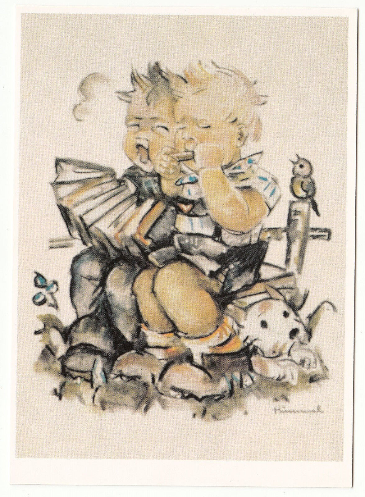 CARTE POSTALE ILLUSTRATEUR HUMMEL N 621141 MUSIKANTEN OUT OF TUNE 401484188043