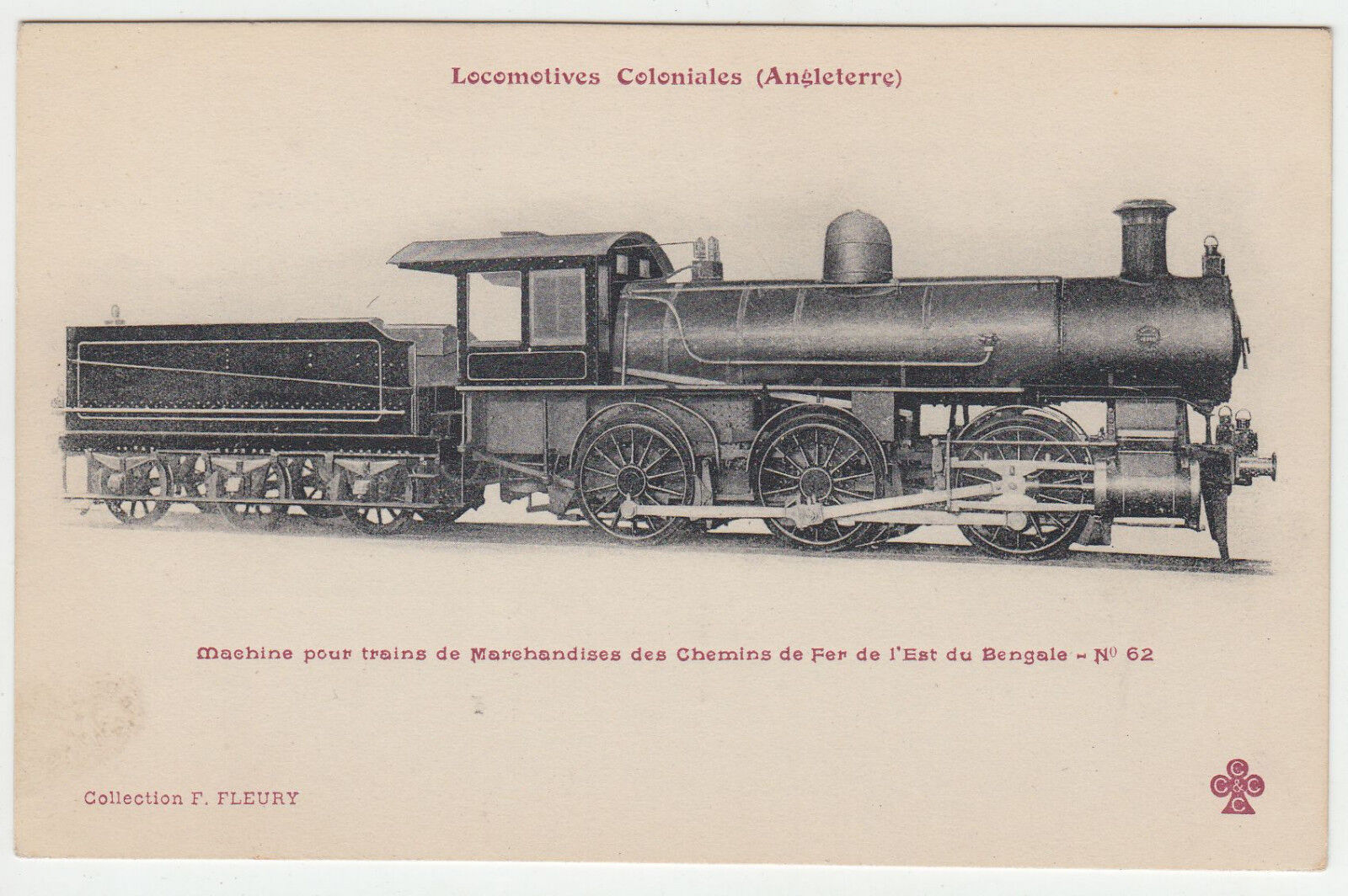 CARTE POSTALE LOCOMOTIVE MARCHANDISES CHEMINS DE FER DE L EST DU BENGALE 401655269403