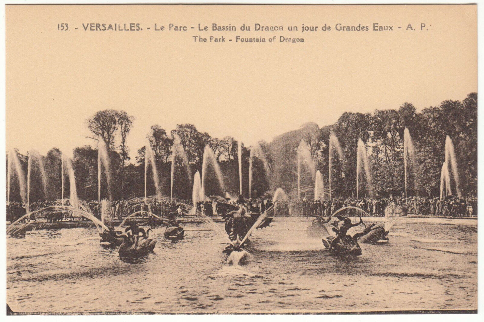 CARTE POSTALE PARC DE VERSAILLE LE BASSIN DU DRAGON UN JOUR DE GRANDES EAUX 402016772693