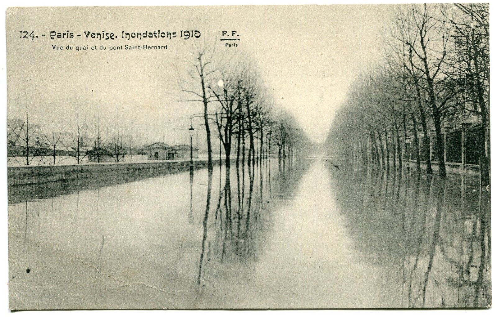 CARTE POSTALE PARIS VENISE INNONDATIONS 1910 VUE DU QUAI ET PONT SAINT BERNARD 400736711173