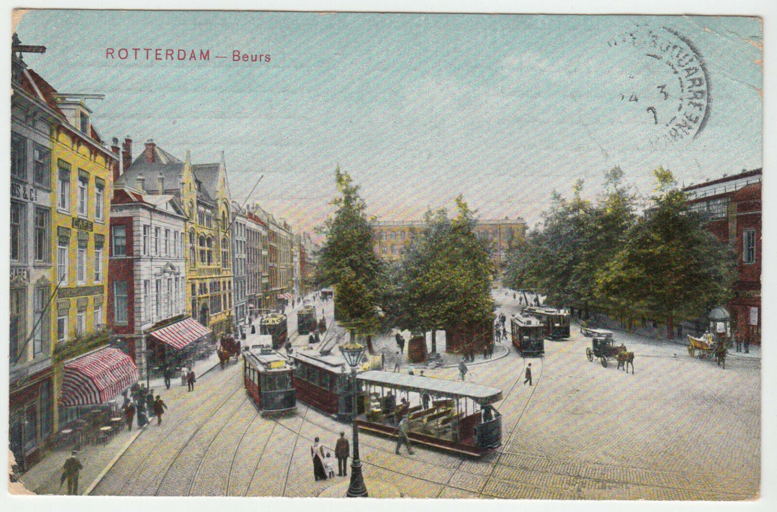 CARTE POSTALE PAYS BAS ROTTERDAM BEURS TRAMWAY 124761909283