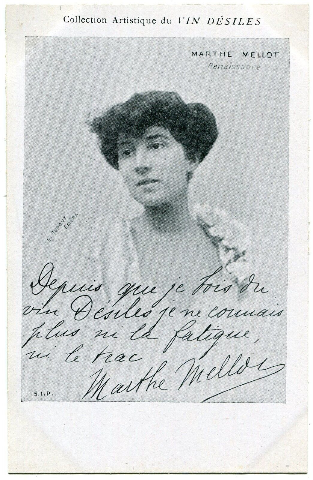 CARTE POSTALE PHOTO PERSONNALITE MARTHE MELLOT RENAISSANCE 400809706673