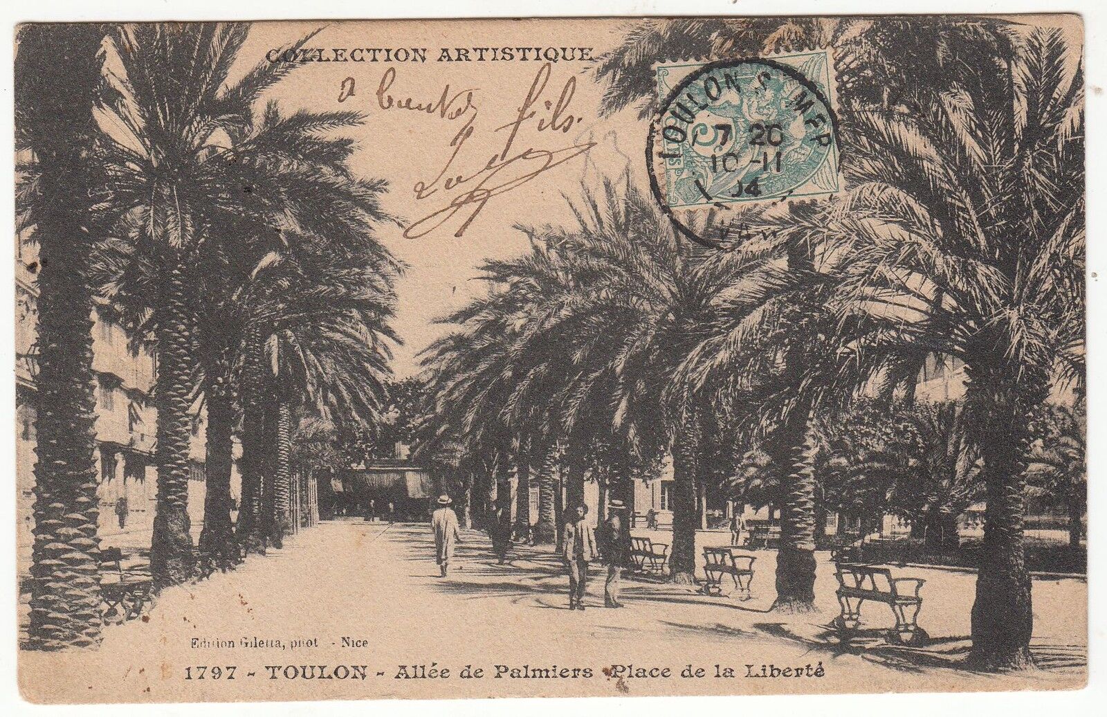 CARTE POSTALE TOULON ALLEE DE PALMIERS PLACE DE LA LIBERTE 121979395373