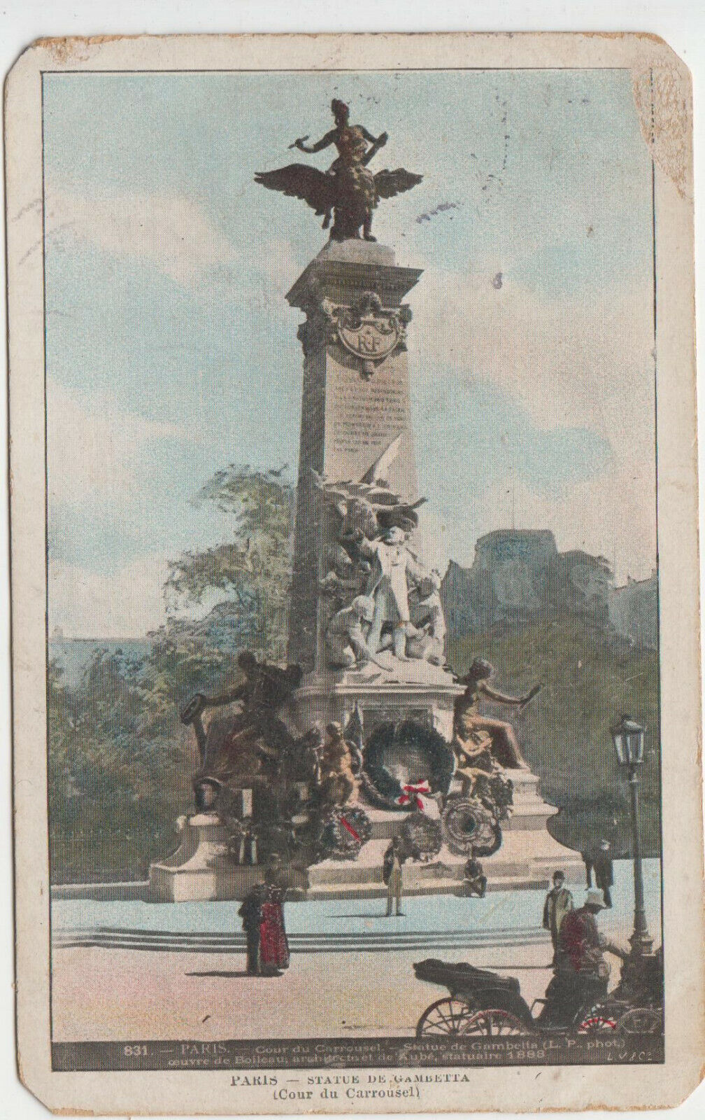 CARTE POSTALE paris statue de gambetta cour de carrousel 401907381513