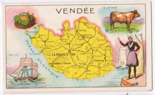 CHROMO GEOGRAPHIE CARTE DEPARTEMENT VENDEE 110615371443