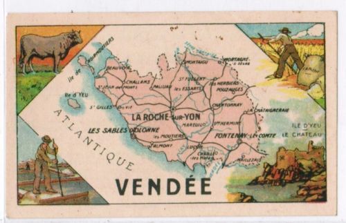 CHROMO GEOGRAPHIE CARTE DEPARTEMENT VENDEE 110615371463