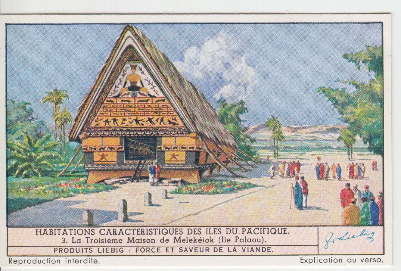 CHROMO LIEBIG HABITATIONS DES ILES DU PACIFIQUE 3 MAISON DE MALEKEIOK 123176619033