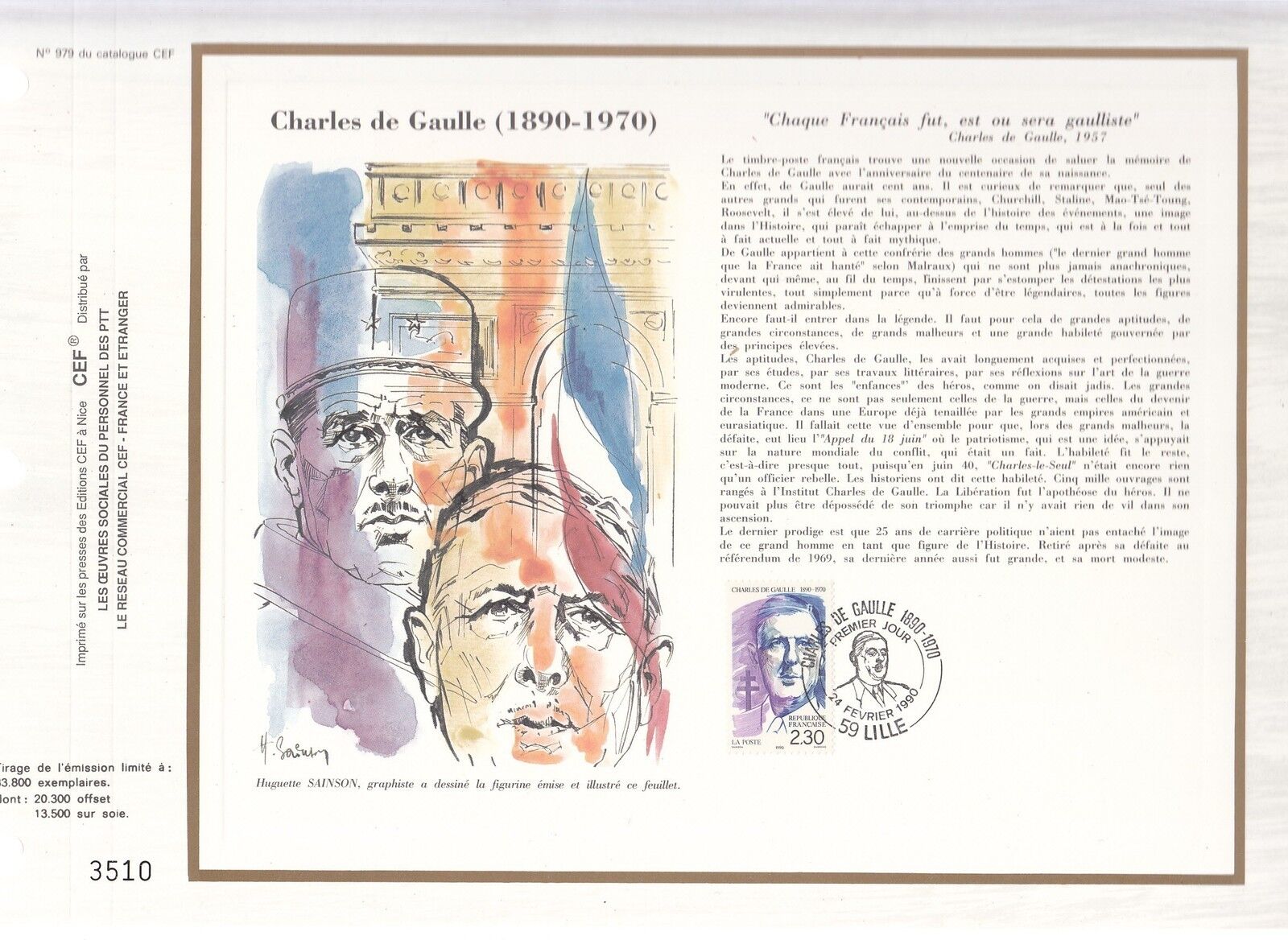 DOCUMENT CEF PREMIER JOUR 1990 CHARLES DE GAULLE 400346112903